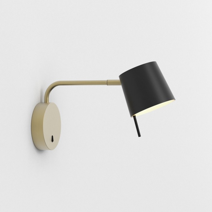 Applique Miura Swing Arm or mat abat-jour noir mat Astro Lighting Valente Design de profil