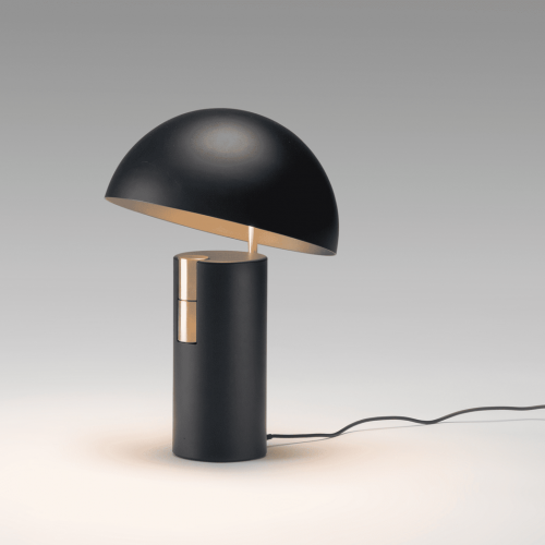 Lampe Alto enceinte Bluetooth noir bouton or mat - Jaune Fabrique - Valente Design