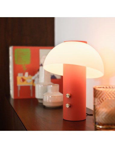 Lampe Piccolo enceinte Bluetooth terracotta - Jaune Fabrique - Valente Design - allumée mise en scène