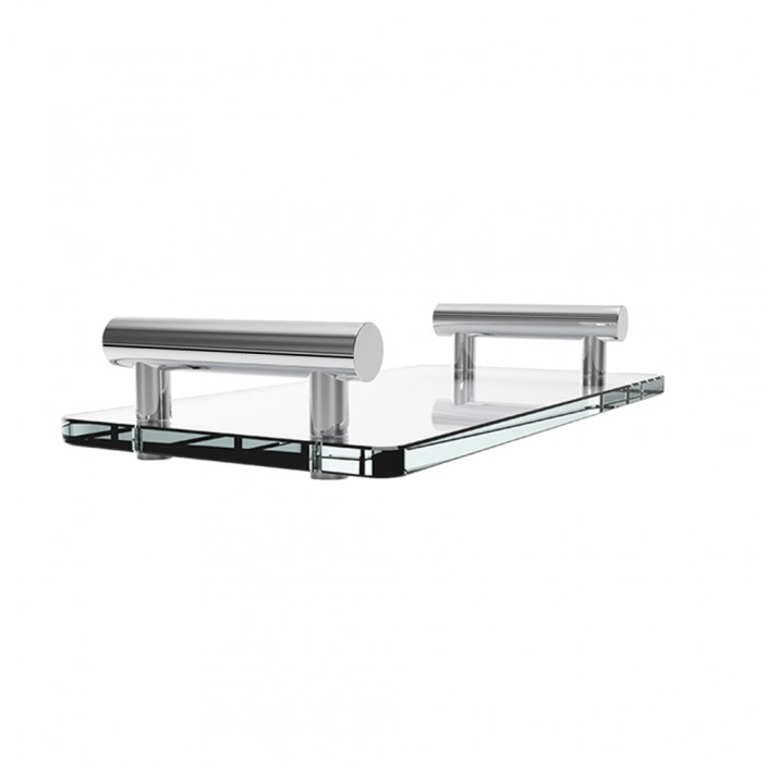 Plateau Bar TAB - verre clair - chrome - Decor Walther - Valentedesign.com