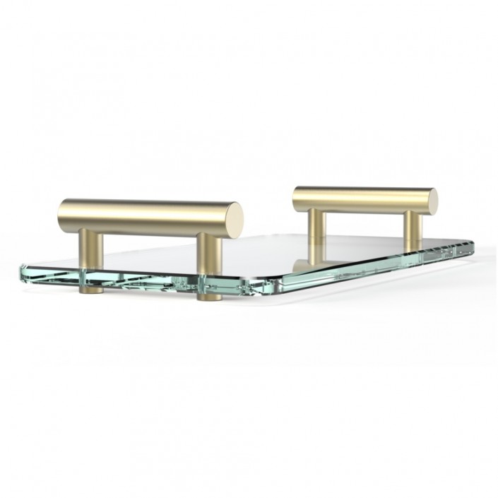 Plateau Bar TAB - verre clair - or mat - Decor Walther - Valentedesign.com