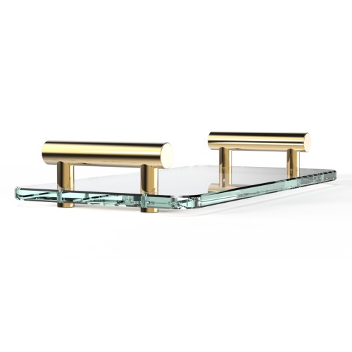 Plateau Bar TAB - verre clair - or - Decor Walther - Valentedesign.com