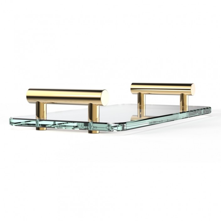 Plateau Bar TAB - verre clair - or - Decor Walther - Valentedesign.com