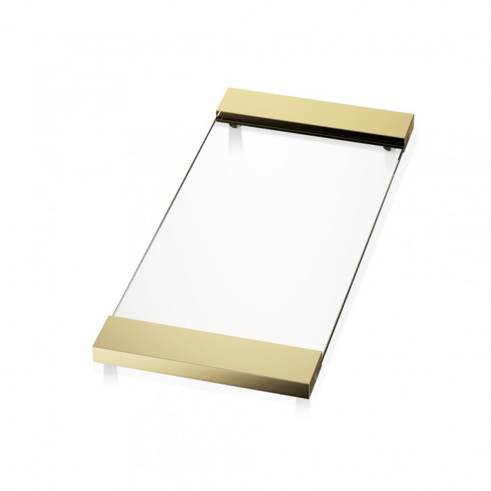 Plateau Contemporary TAB 37 - verre clair - or - Decor Walther - Valentedesign.com