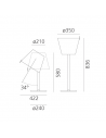 Dimension lampe de table Melampo Table  Artemide - Valente Design