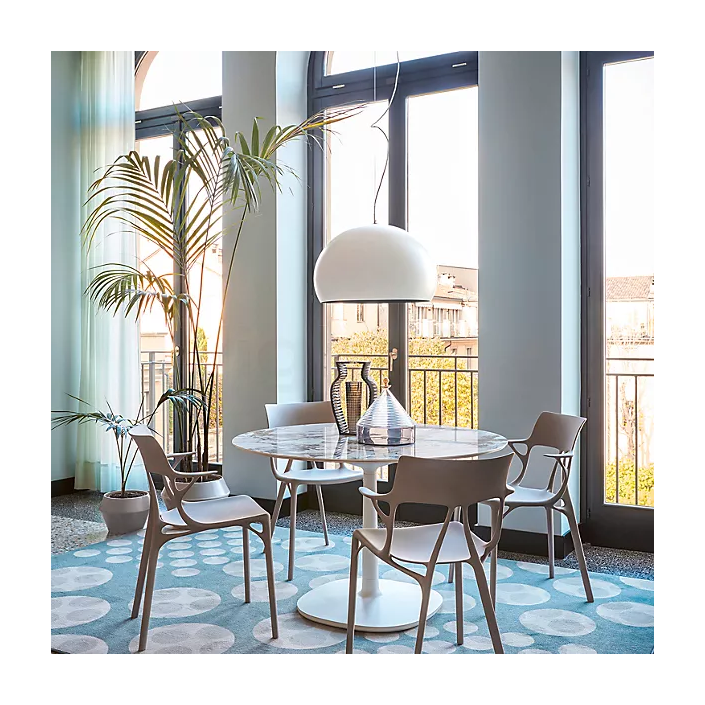 Suspension FL/Y opaque mat blanc Kartell - Valente Design - mise en scène salle à manger