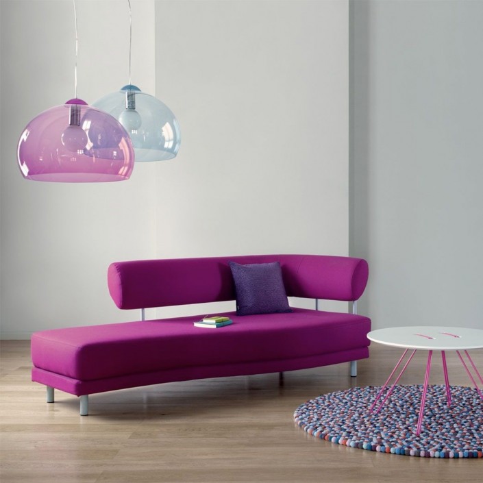 Suspensions Small FL/Y Transparent bleu nuage et rouge cardinal Kartell - Valente Design