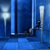 Lampadaires Mite LED noir Foscarini - Valente design - mise en scène allumé