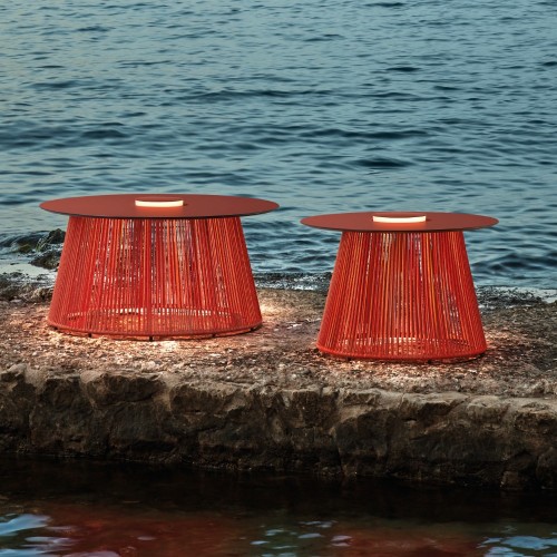 Table basse lumineuse sans fil NIT orange Bover - Valente Design - mise en scène