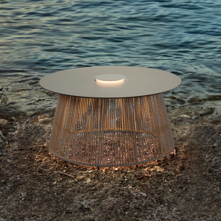 Table basse lumineuse sans fil NIT beige Bover - Valente Design - mise en scène