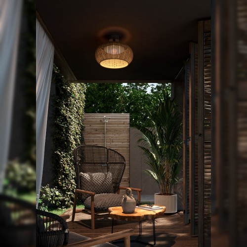 Plafonnier Perris PF/47 Outdoor marron Bover - Valente Design - éclairée sur terrase