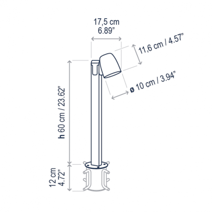 Dimensions borne Nut B/60 Outdoor - Bover Valente design
