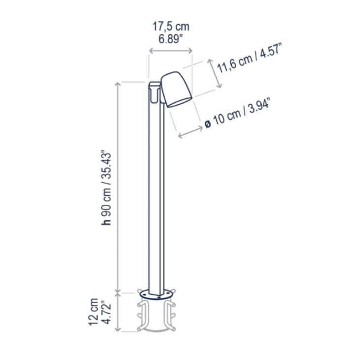 Dimensions Borne Nut B/90 Outdoor - Bover Valente design