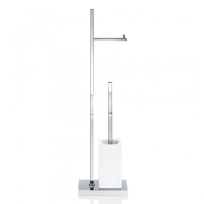 Set porte-balai et porte-rouleau Porzellan DW 6710 - Chrome et blanc - Decor Walther - Valentedesign.com