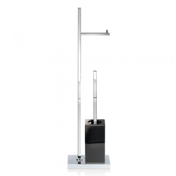 Set porte-balai et porte-rouleau Porzellan DW 6710 - Chrome et noir - Decor Walther - Valentedesign.com