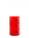 Meuble Componibili Classic 3 Portes rouge - Kartell Valente Design - de côté