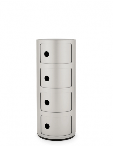 Meuble Componibili Classic 4 Portes argent mat Kartell - Valente Design - de face