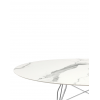 Table Glossy Marble Oval structure chrome - plateau marbre blanc - Kartell Valente Design - détails