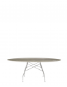 Table Glossy Marble Oval structure chrome - plateau gris tropical - Kartell Valente Design
