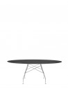 Table Glossy Marble Oval structure chrome - plateau marbre noir - Kartell Valente Design