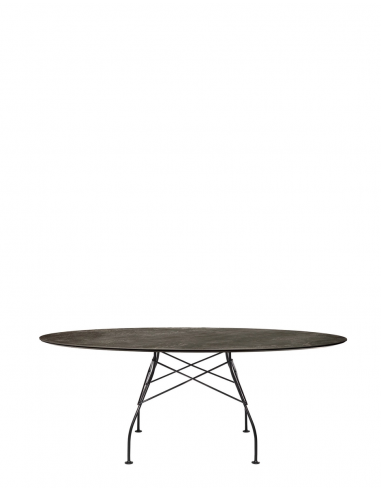 Table Glossy Marble Oval structure noir - plateau bronze ancien - Kartell Valente Design