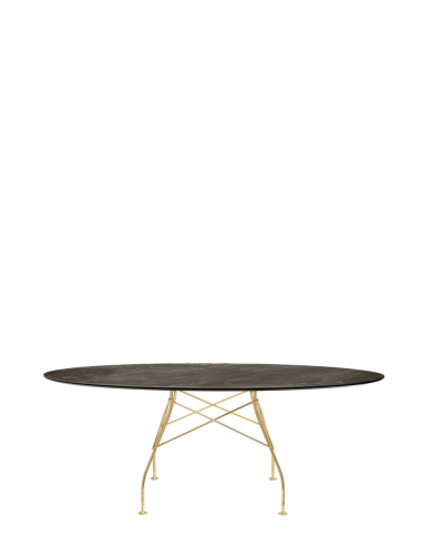 Table Glossy Marble Oval structure or - plateau bronze ancien - Kartell Valente Design