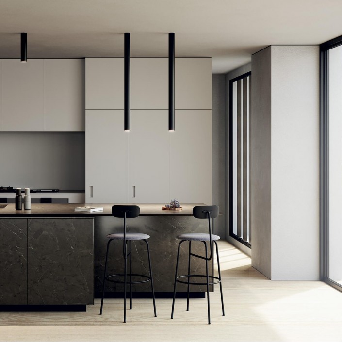 Plafonnier A-Tube Large noir - Lodes Studio Italia Design Valente Design - dans cuisine