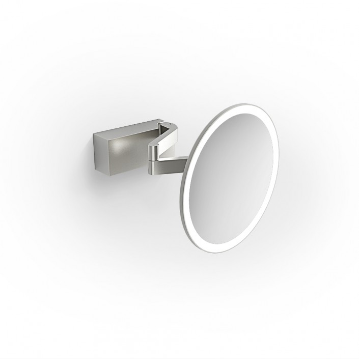 Miroir mural éclairant grossissant 5x Vision R - acier mat - Decor Walther - Valentedesign.com