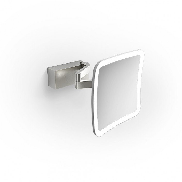 Miroir mural éclairant grossissant 5x Vision S - acier mat - Decor Walther - Valentedesign.com