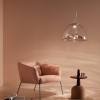 Suspension Montain View cristal/chrome Axolight - Valente Design - éclairée dans salon