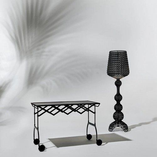 Charriot BATTISTA noir mat Kartell -Valente Design - avec lampadaire Kabuki