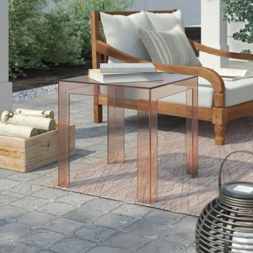 Table basse JOLLY rose Kartell - Valente Design - sur terrasse