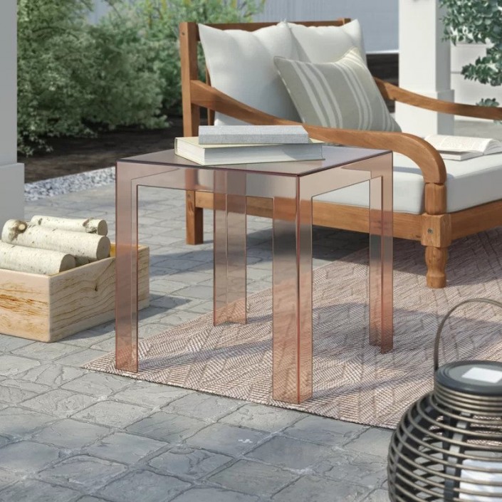 Table basse JOLLY rose Kartell - Valente Design - sur terrasse