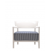 Fauteuil CARA OUTDOOR IVOIRE/FIBRE TEINTÉE BLEU Kartell - Valente Design - de face