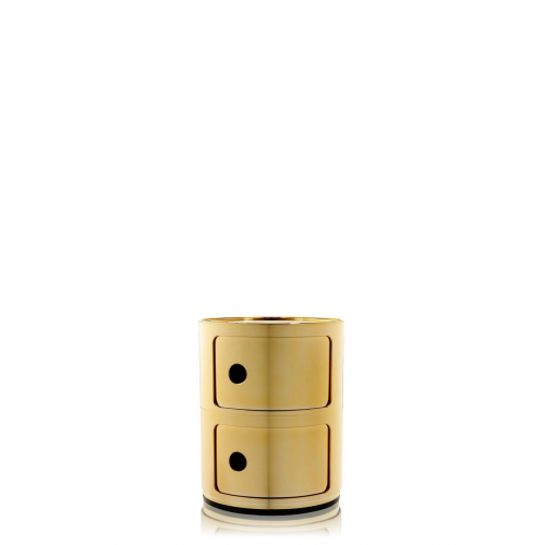 Meuble Componibili Metal 2 Portes or métallisé - Kartell - Valente Design - de face