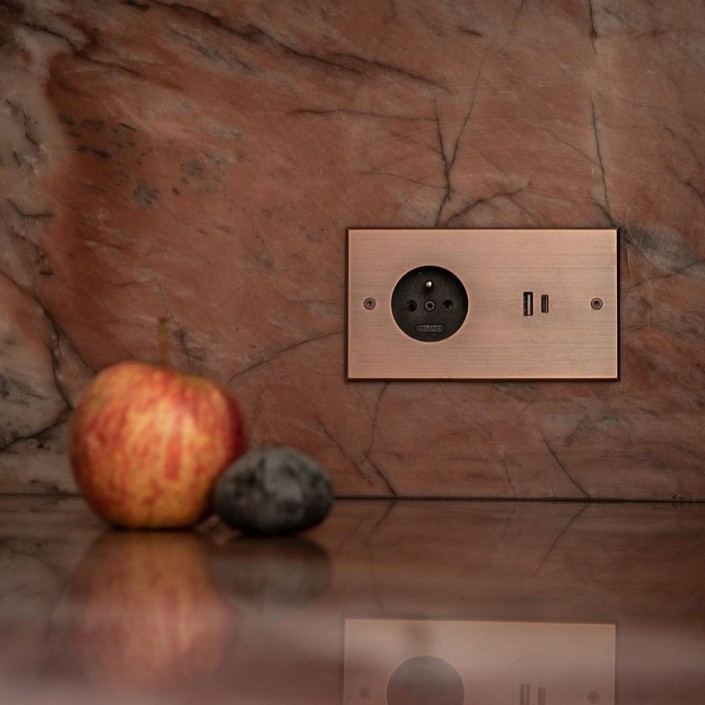 Plaque rectangulaire Prise + USB A et...