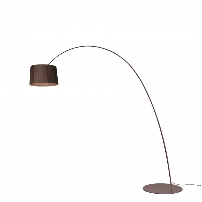 Lampadaire Twiggy Elle Rosewood structure burgundy - abat-jour palissandre - Foscarini - Valente Design