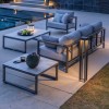 Bornes solaires BLADE 90 cm gris espace  - Les jardins - Valente Design - éclairées sur terrasse
