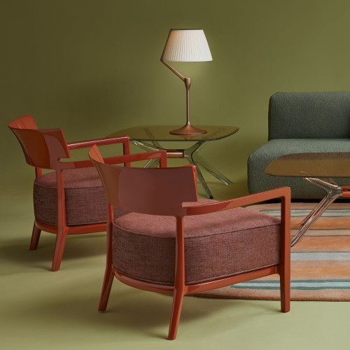 Lampe de table Angelo Stone cuivre - Starck - Kartell - Valente Design - éclairée dans salon