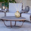 Table basse lumineuse solaire JET STREAM Corten Duratek - Les Jardins - Valente Design - éteinte sur terrasse