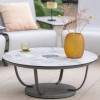 Table basse lumineuse solaire JET STREAM gris espace HPL - Les Jardins - Valente Design - éteinte sur terrasse