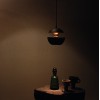 Suspension Here comes the sun 175 black and copper - DCW Editions - Valente Design - éclairée