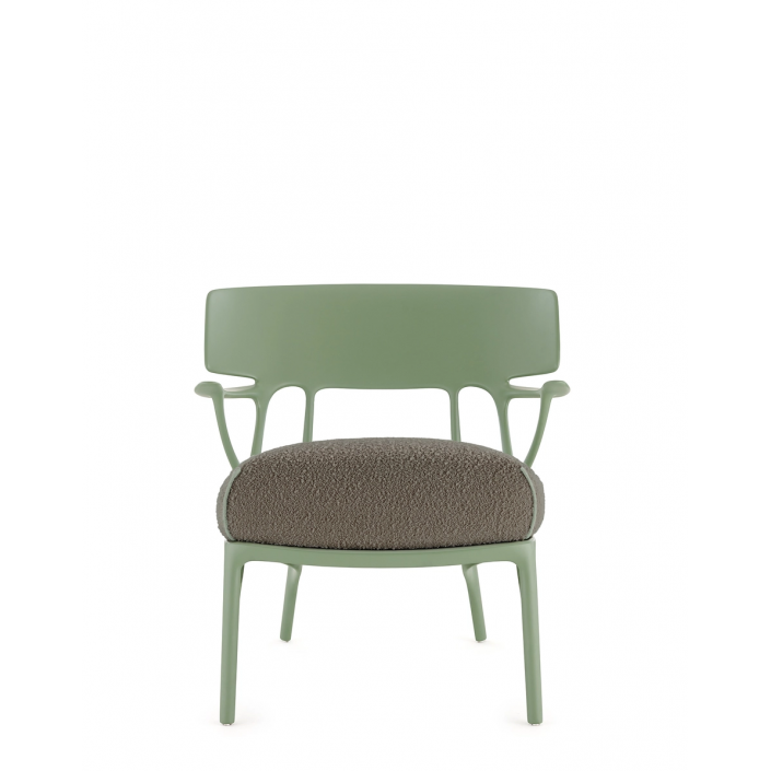 Fauteuil A.I. LOUNGE Bouclé Riccio gris - Kartell - Valente Design - de face