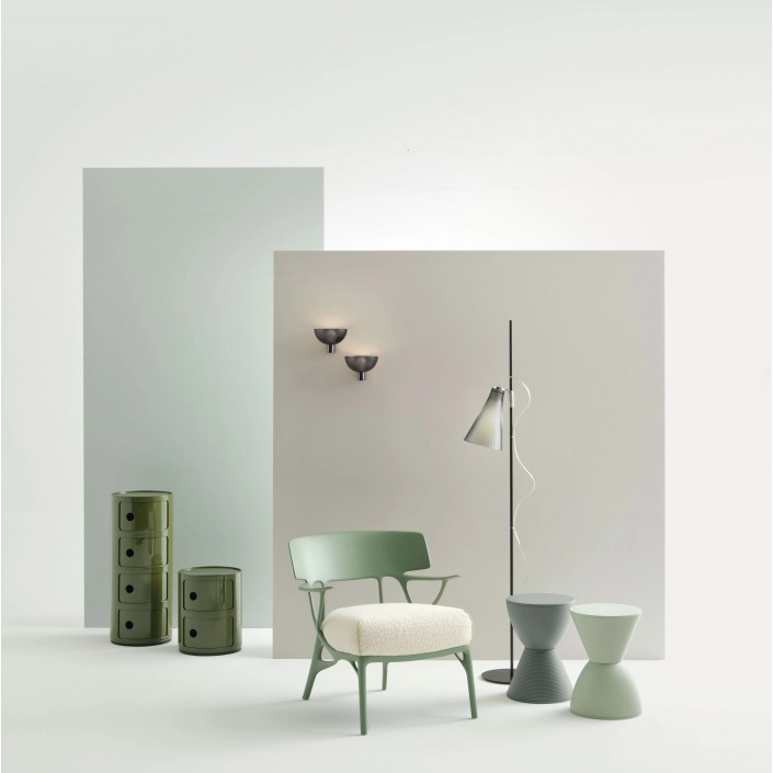 Fauteuil A.I. LOUNGE Bouclé Riccio blanc - Kartell - Valente Design - de face