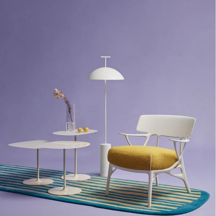 Fauteuil A.I. LOUNGE Bouclé Riccio jaune - Kartell - Valente Design - dans salon