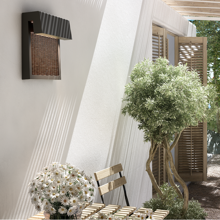Applique Sisal A/01 Outdoor fibre marron - Bover - Valente Design - sur terrasse