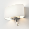 Applique murale Venn Reader - Astro Lighting - éclairé de côté - base nickel mat - abat-jour tissu blanc