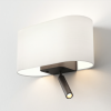 Applique murale Venn Reader - Astro Lighting - éclairé - base bronze - abat jour tissu blanc