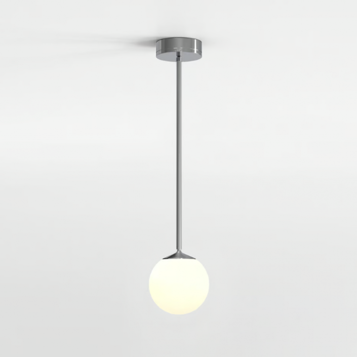 Suspension Nara Pendant - Astro Lighting - base chrome poli - éclairée - abat-jour Nara globe opale