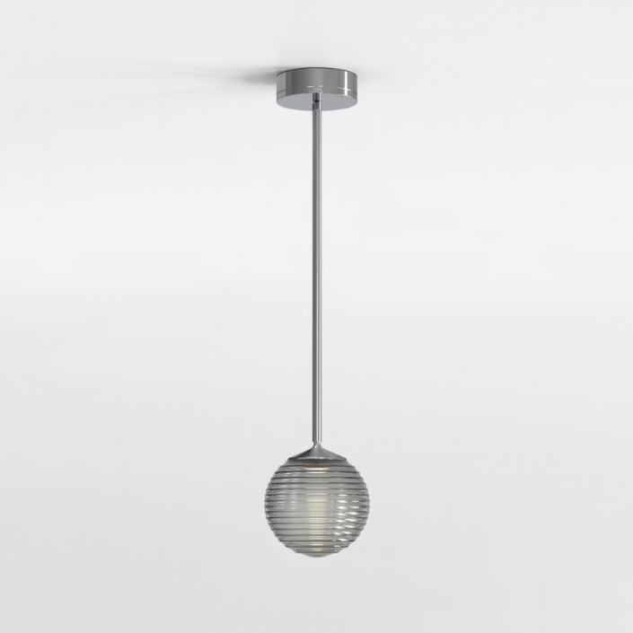Suspension Nara Pendant - Astro Lighting - base chrome poli - éteint - abat-jour Nara globe fumée